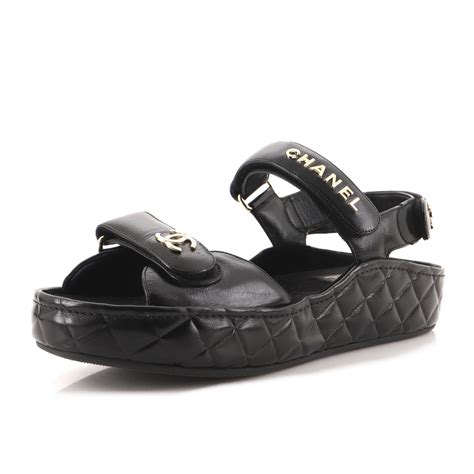 chanel black velcro sandals|Chanel clear slides.